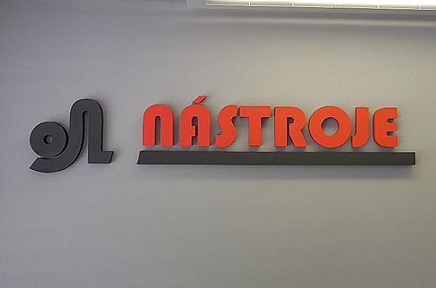 Plastic logo with contour and advertising board