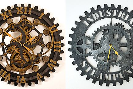 Hodiny z plastových a dřevěných ozubených kol